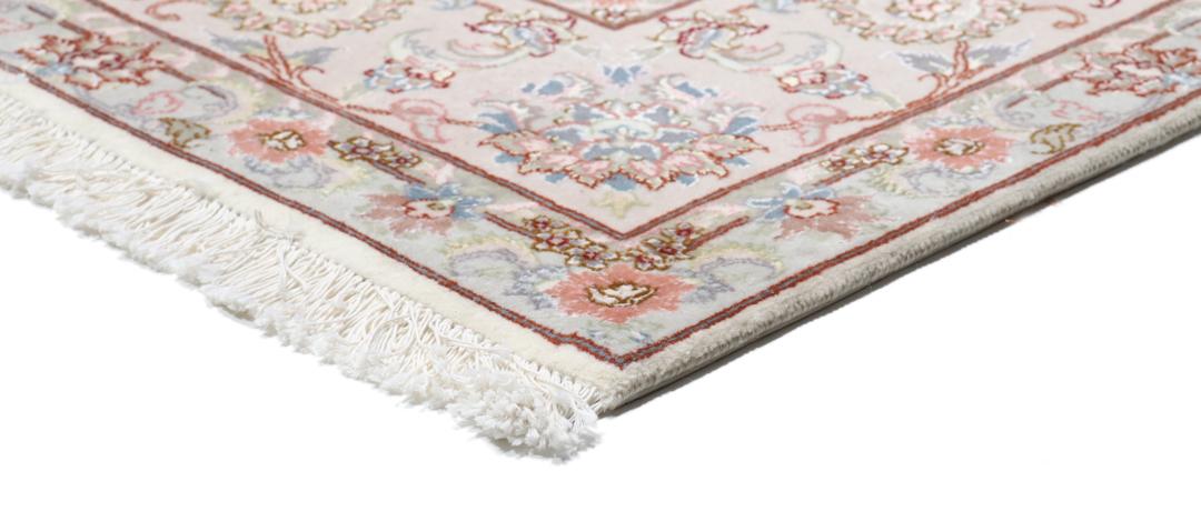 Handgeknoopt vierkant Tabriz-tapijt met bloemenmedaillon in multicolor