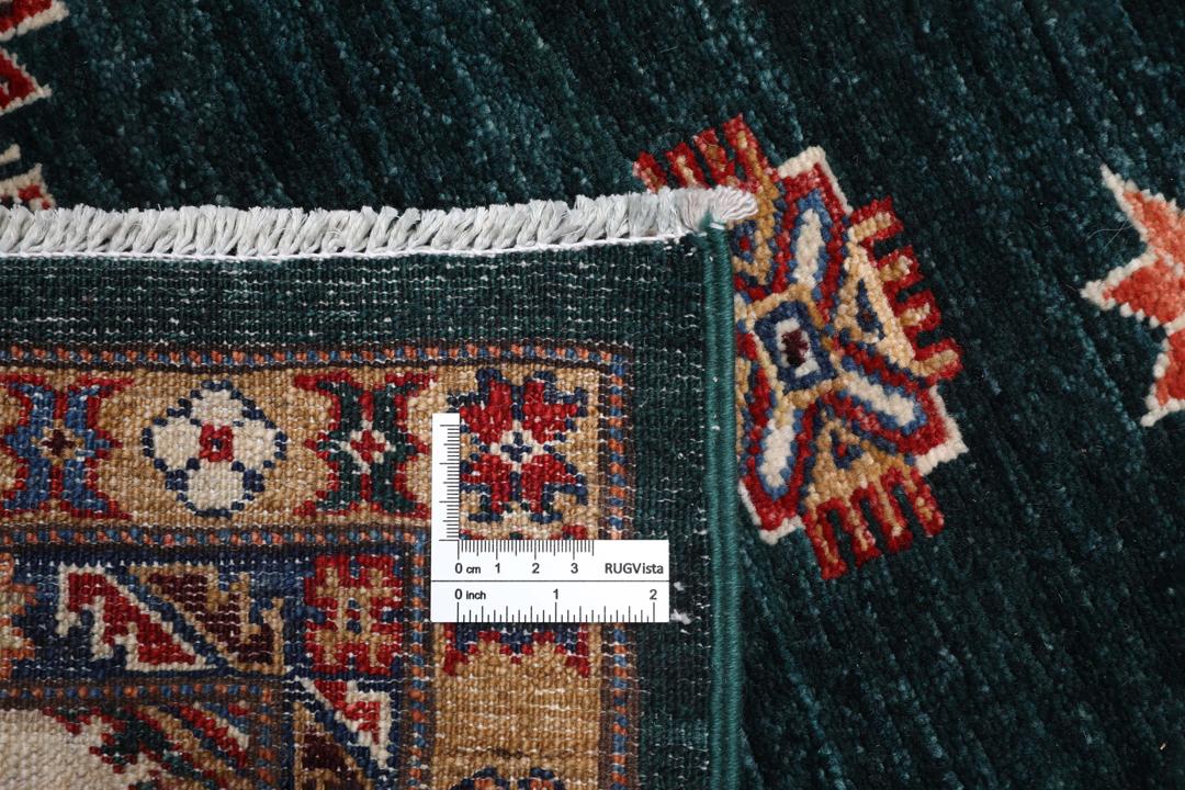 Handgeknoopt Kazak Ariana tapijt uit Afghanistan in donkerblauwe en crèmekleurige tinten