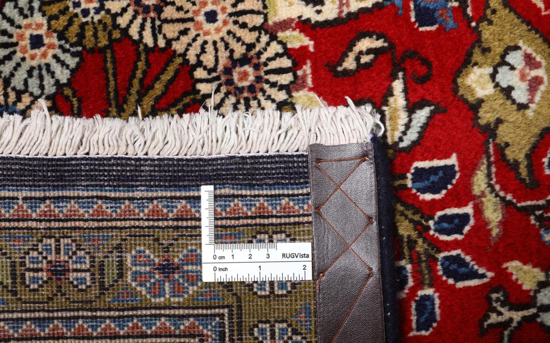 Handgeknoopt Sarouk-tapijt uit het Midden-Oosten in rode en donkerblauwe tinten