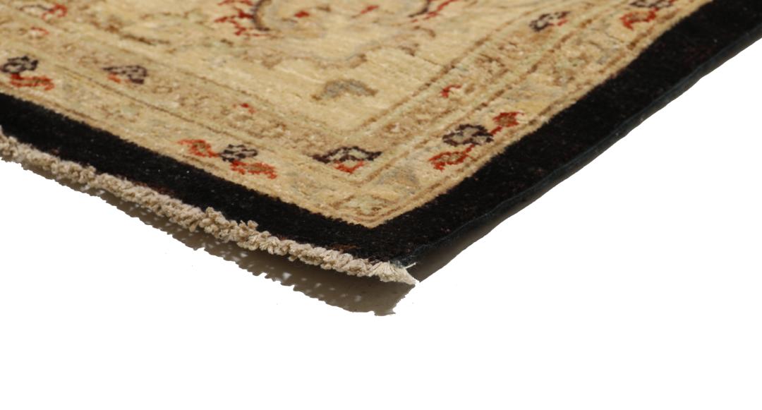 Hand-knotted Ziegler Fine rug from Pakistan with a black field and floral motifs