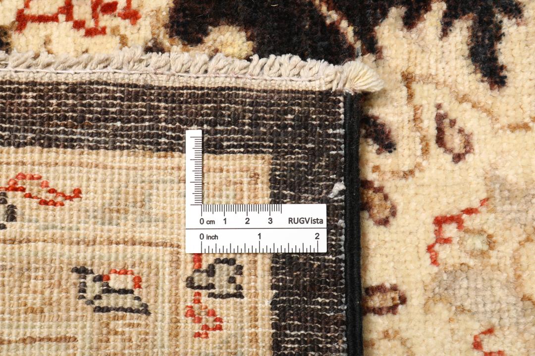Hand-knotted Ziegler Fine rug from Pakistan with a black field and floral motifs