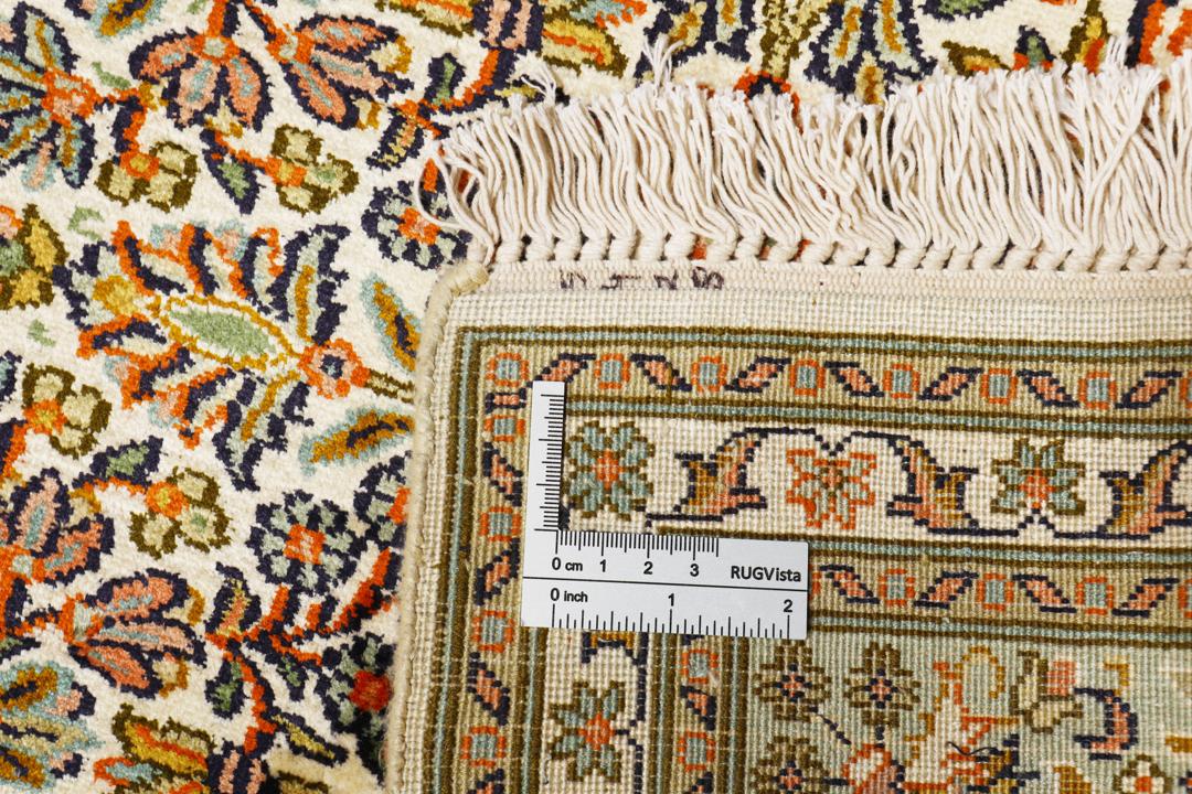 Håndknyttet indisk Kashmir silkeløber med indviklede blomstermønstre i beige og multifarvet