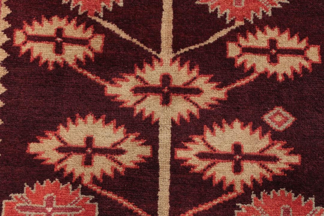 Handgeweven Kelim Karabakh loper uit het Midden-Oosten in donkerrood