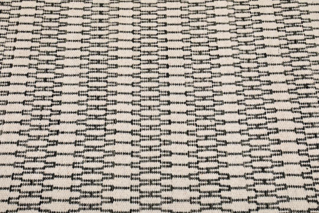 Kelim Long Stitch - Branco creme / Preto - 210 x 290 cm