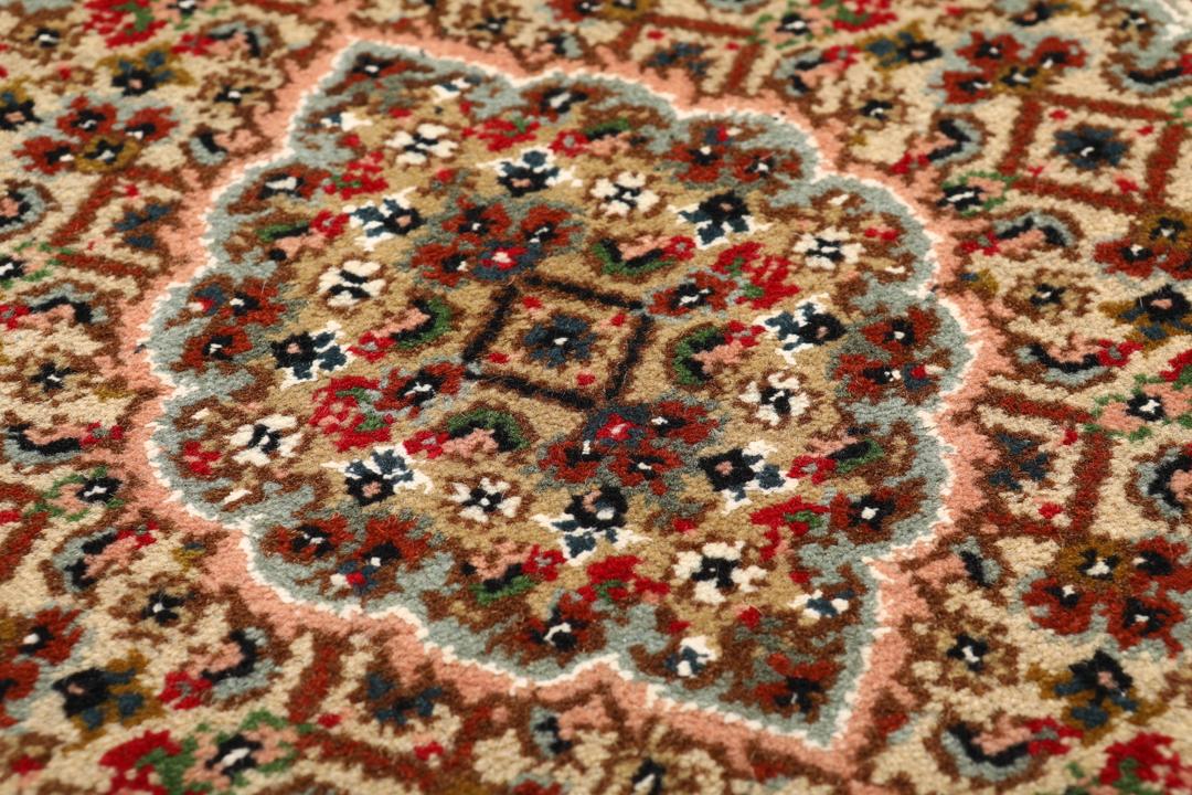 Handgeknoopt Tabriz-tapijt uit India in veelkleurige tinten