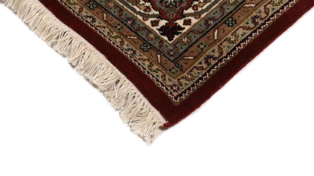 Handgeknoopt Tabriz-tapijt uit India in dieprode en beige tinten