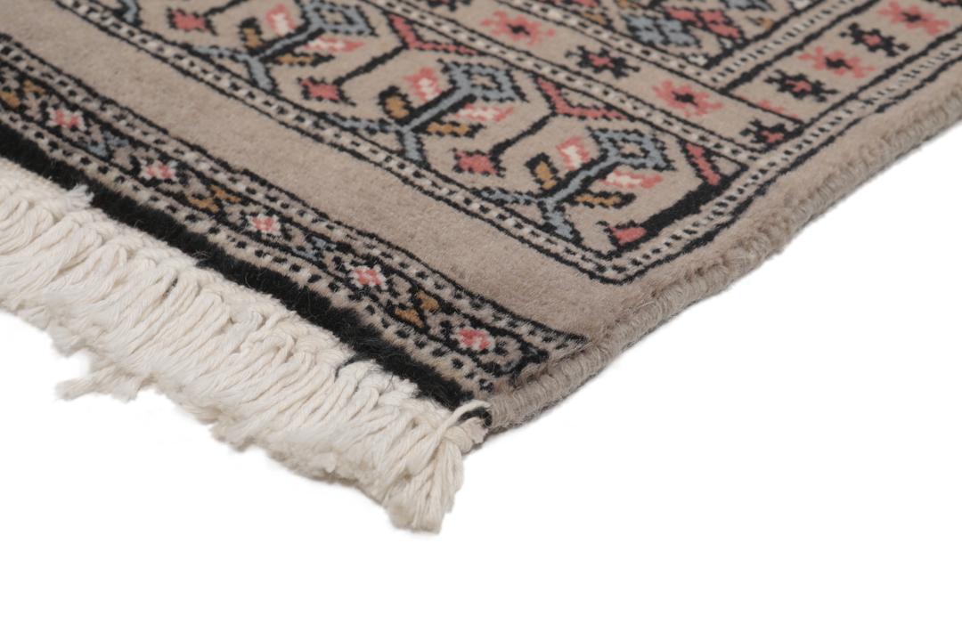 Handgeknoopt Pakistan Bokhara 2ply tapijt in blauwe en beige tinten