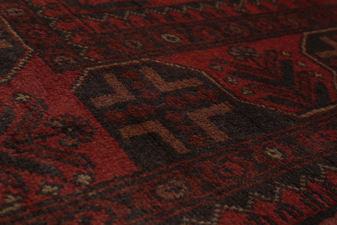 Afghan Khal Mohammadi - Black / Dark red - 151 x 198 cm