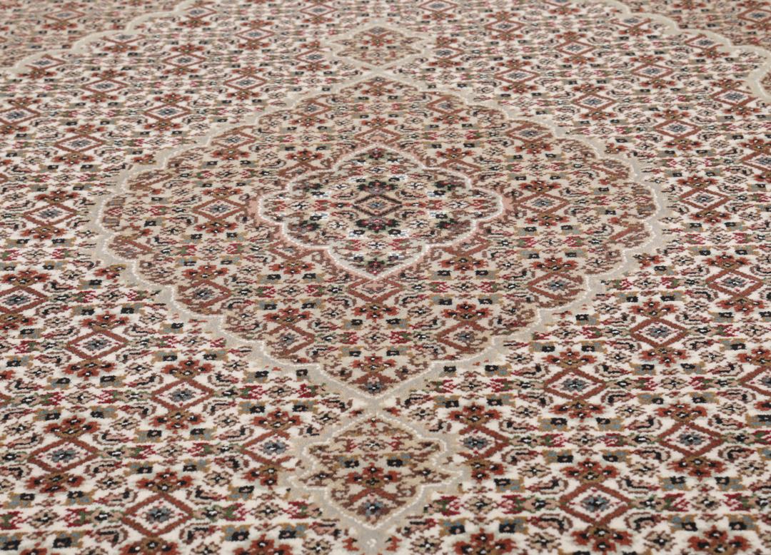 Un tapis Tabriz noué à la main provenant d'Inde avec un motif de médaillon floral multicolore