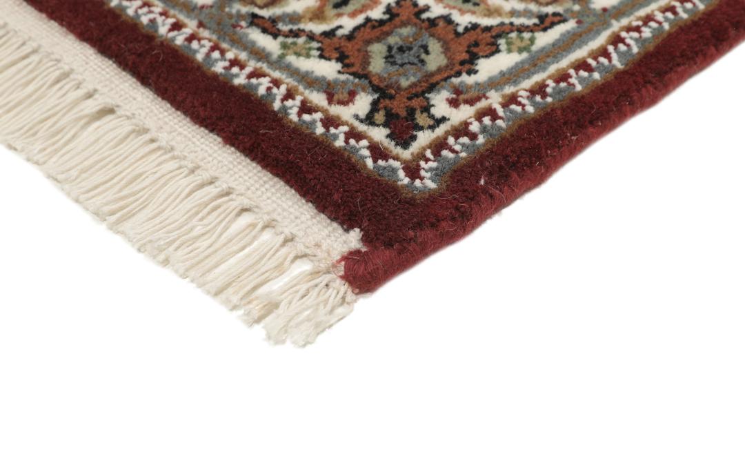Håndknyttet Tabriz-tæppe fra Indien i mørkerøde og beige nuancer