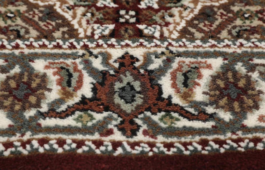 Håndknyttet Tabriz-tæppe fra Indien i mørkerøde og beige nuancer