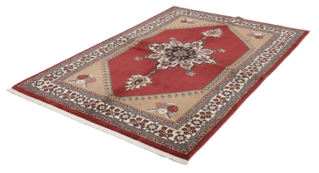 Ardebil Fine handgeknoopt tapijt uit het Midden-Oosten in tinten rood en beige