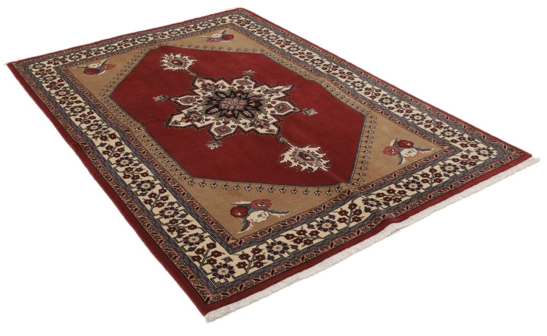 Ardebil Fine handgeknoopt tapijt uit het Midden-Oosten in tinten rood en beige