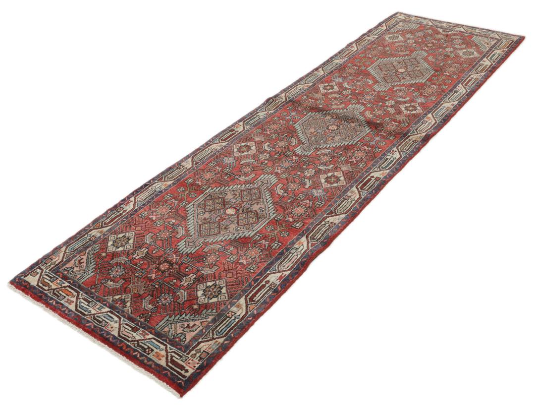 Hamadan - Mørkerød / Sort - 83 x 284 cm