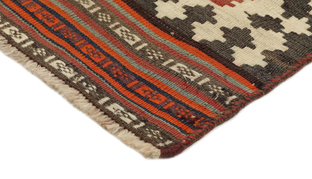 Vintage handgeweven Kelim-tapijt uit het Midden-Oosten met veelkleurige geometrische patronen