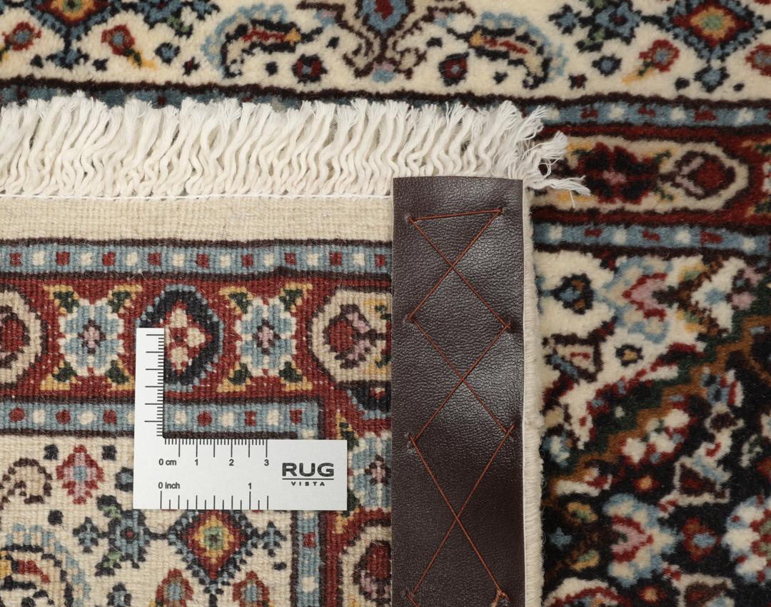 Handgeknoopte Moud-loper uit het Midden-Oosten in donkerrood en beige
