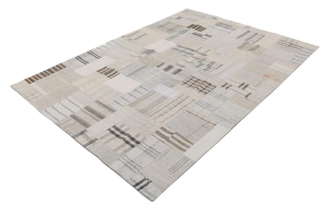 Kelim Patchwork - Lysegrå / Beige - 171 x 230 cm