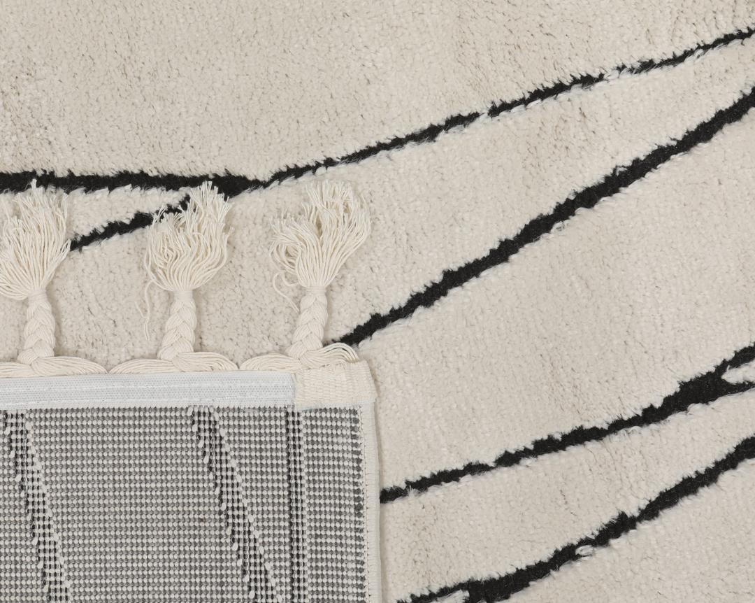 Kenitra - Cream white / Black - 140 x 200 cm