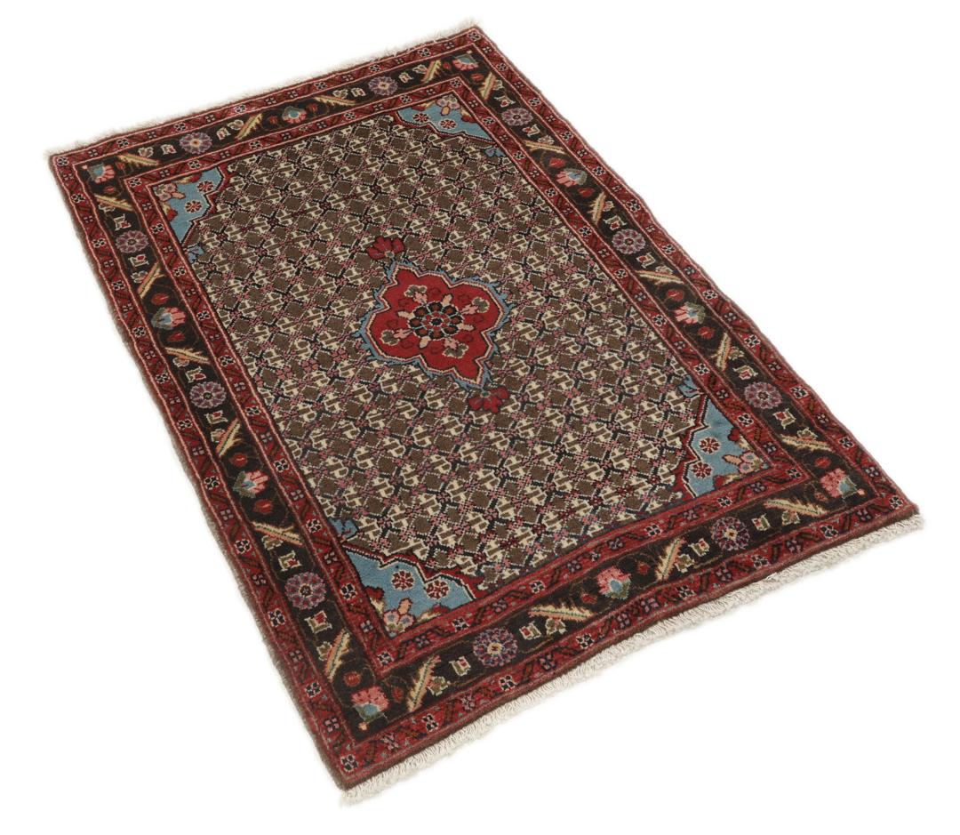 Hand-knotted Koliai rug from the Middle East with a multicolor geometric pattern