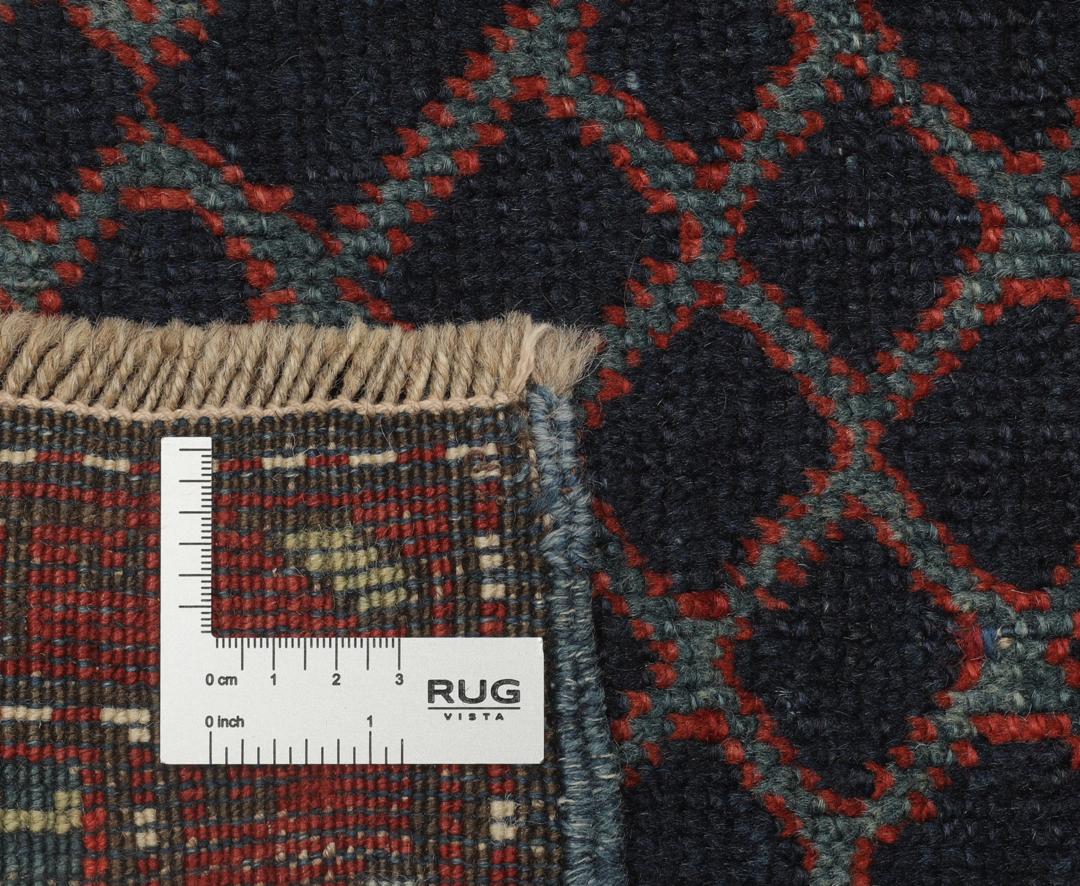 Antiek Karabag tapijt uit Azerbeidzjan met een rood en donkerblauw geometrisch ontwerp