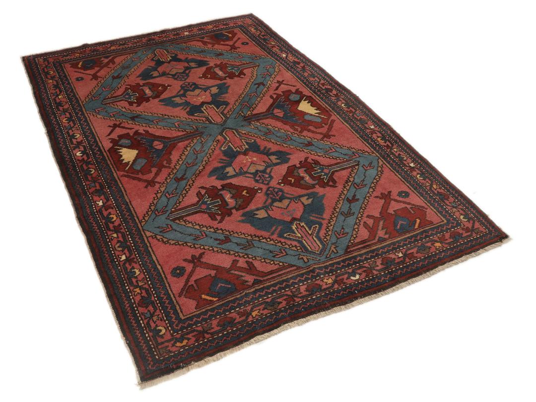 Antiek Shirvan-tapijt uit de Kaukasus in rood en blauw