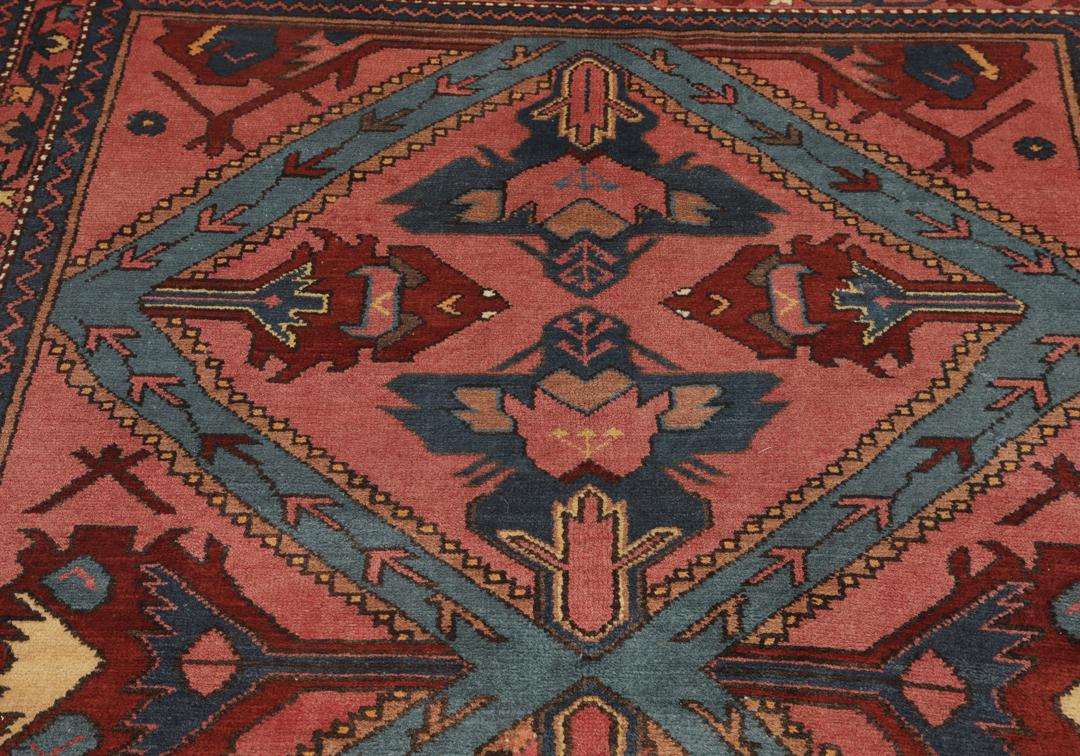 Antiek Shirvan-tapijt uit de Kaukasus in rood en blauw