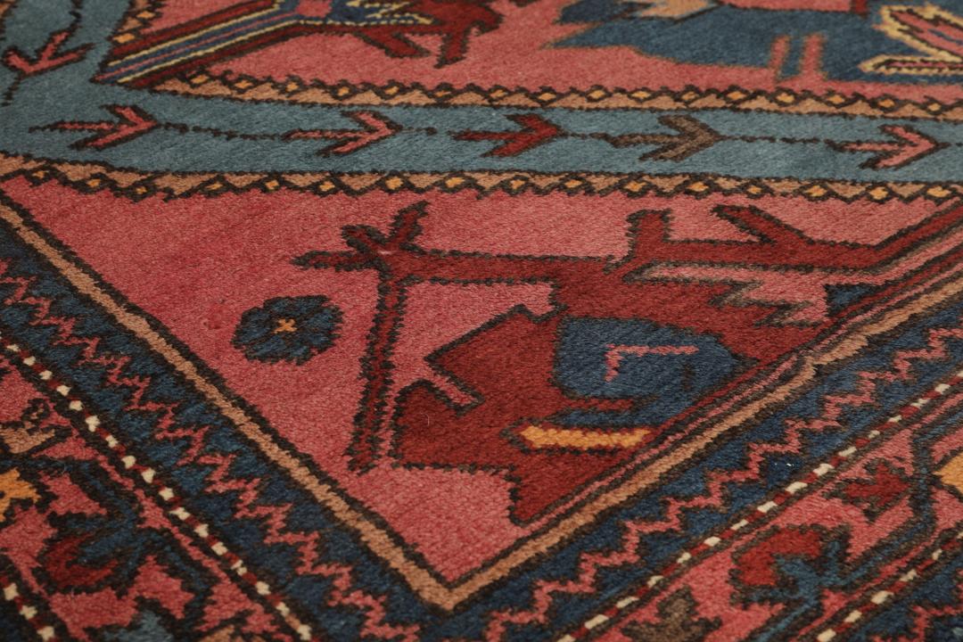 Antiek Shirvan-tapijt uit de Kaukasus in rood en blauw