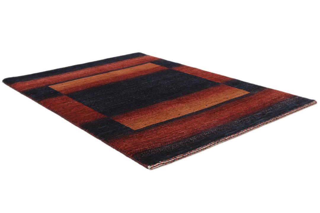 Hand-knotted Loribaft Fine wool rug from the Middle East in dark-red and black tones