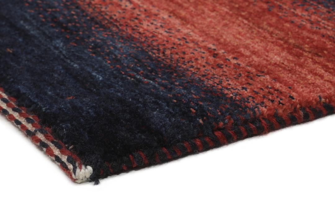 Hand-knotted Loribaft Fine wool rug from the Middle East in dark-red and black tones