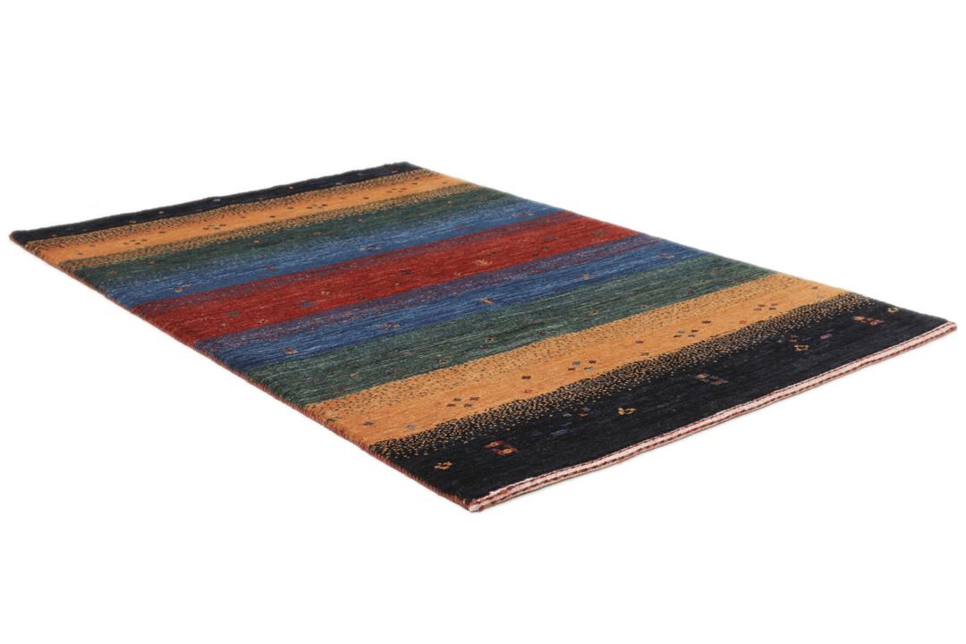Hand-knotted Loribaft rug with multicolor horizontal stripes from the Middle East