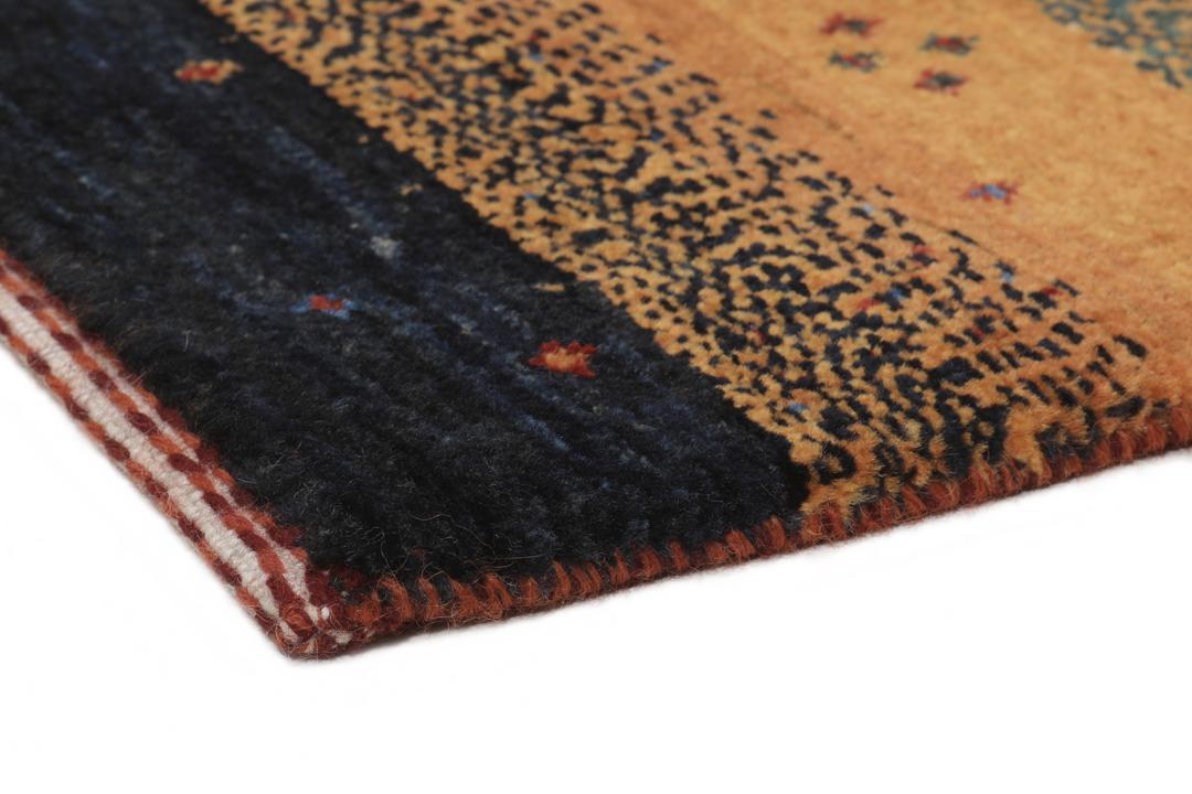 Hand-knotted Loribaft rug with multicolor horizontal stripes from the Middle East