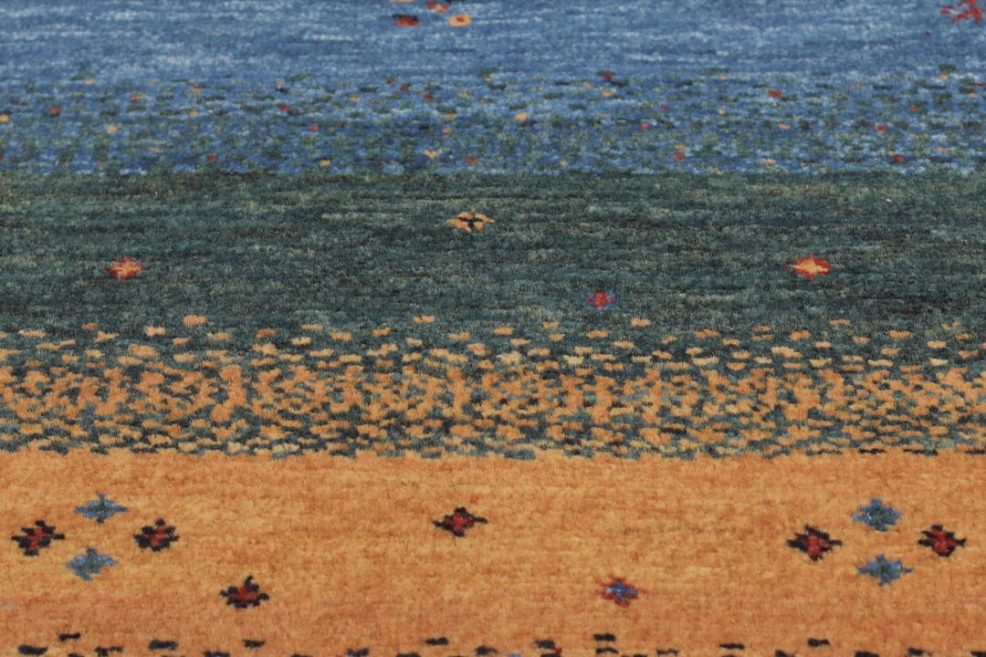 Hand-knotted Loribaft rug with multicolor horizontal stripes from the Middle East