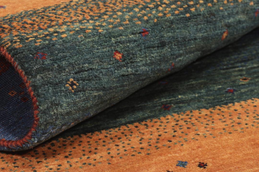 Hand-knotted Loribaft rug with multicolor horizontal stripes from the Middle East