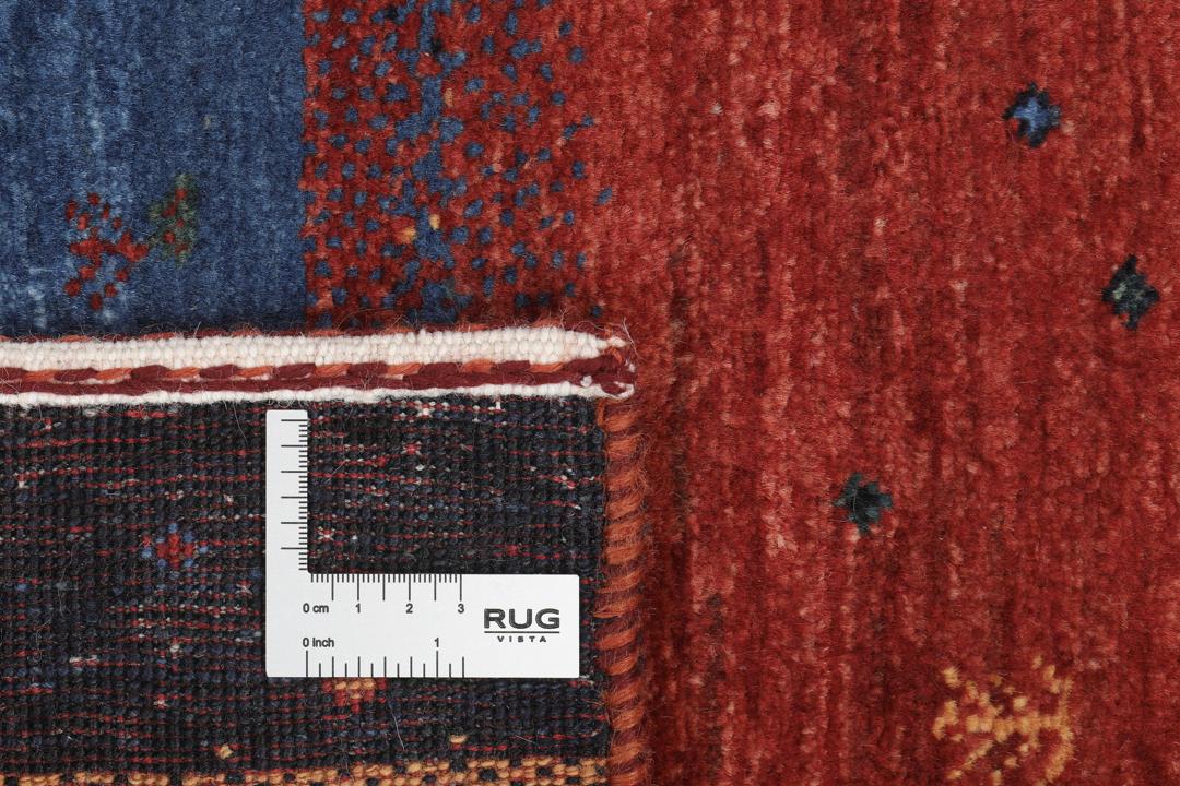 Hand-knotted Loribaft rug with multicolor horizontal stripes from the Middle East