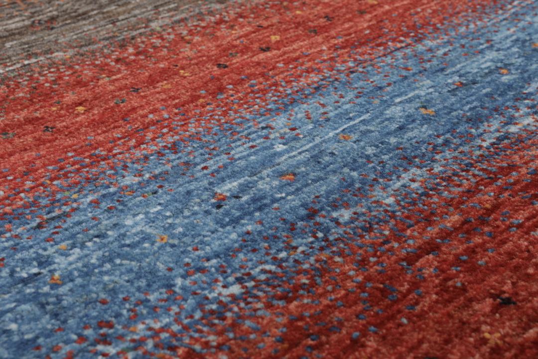 Handgeknoopt wollen Loribaft Fine tapijt uit het Midden-Oosten in veelkleurige strepen