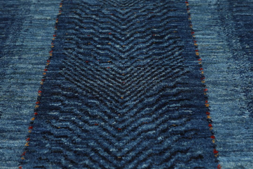 Hand-knotted blue Loribaft Fine rug from the Middle East