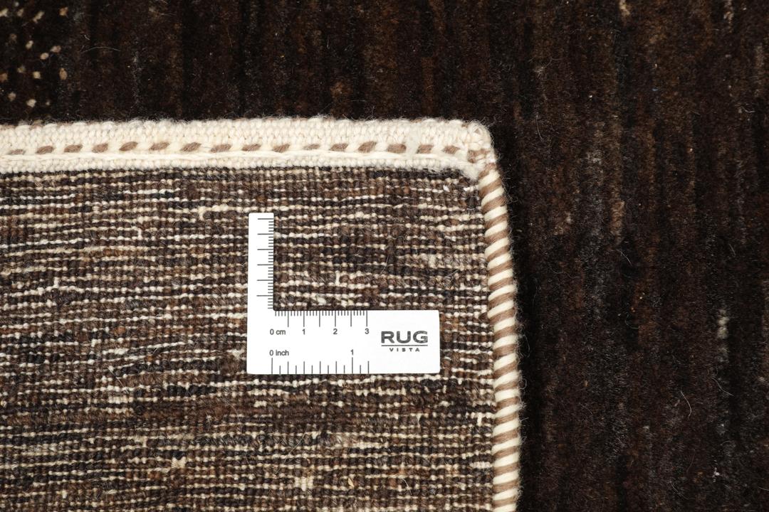Håndknyttet Loribaft-tæppe med et moderne stribet design i brune og beige nuancer fra Mellemøsten.