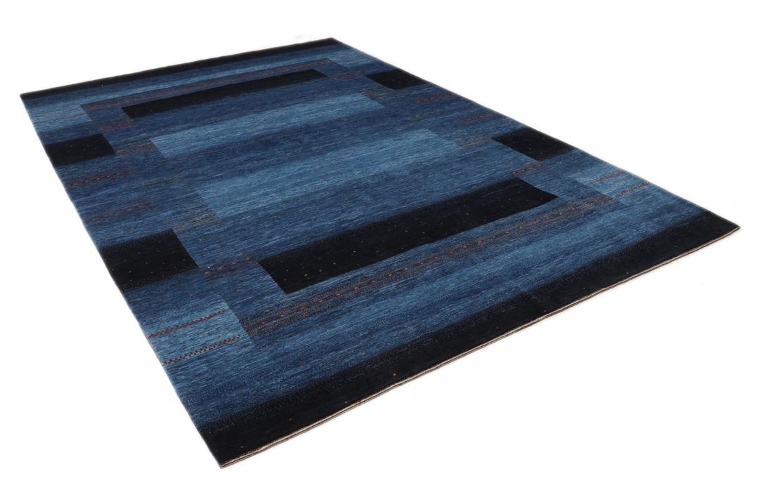 Hand-knotted Loribaft Fine rug from the Middle East in dark-blue and black tones