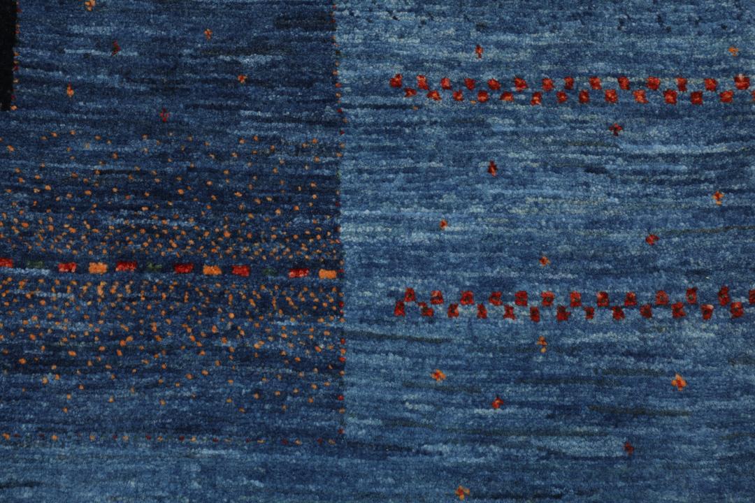 Hand-knotted Loribaft Fine rug from the Middle East in dark-blue and black tones