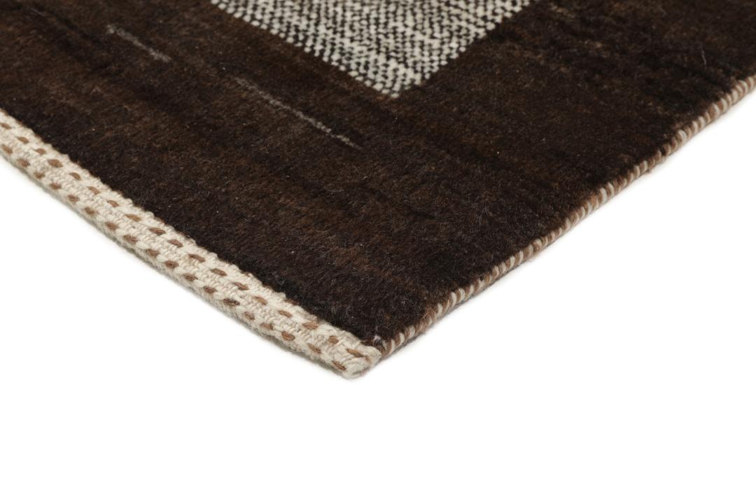 Håndknyttet Loribaft-tæppe med geometrisk mønster i beige og grå