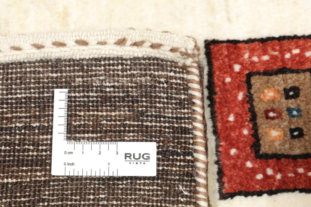 Håndknyttet Loribaft-tæppe med geometrisk mønster i beige og grå