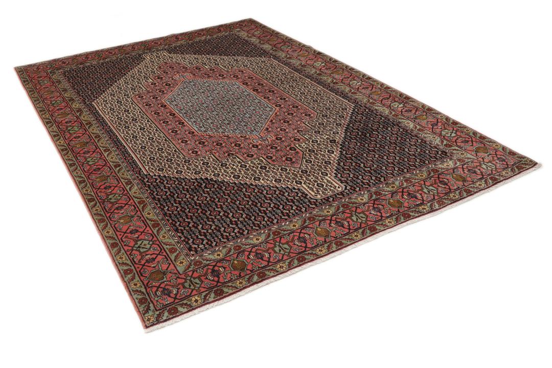 Hand-knotted Senneh rug from the Middle East with a multicolor geometric design