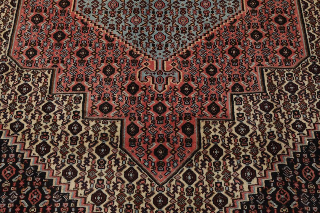 Hand-knotted Senneh rug from the Middle East with a multicolor geometric design