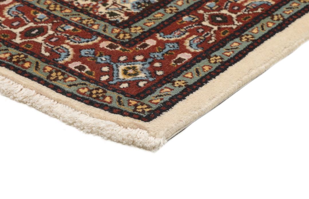 Handgeknoopte Moud loper met ingewikkelde bloemmotieven in multicolor