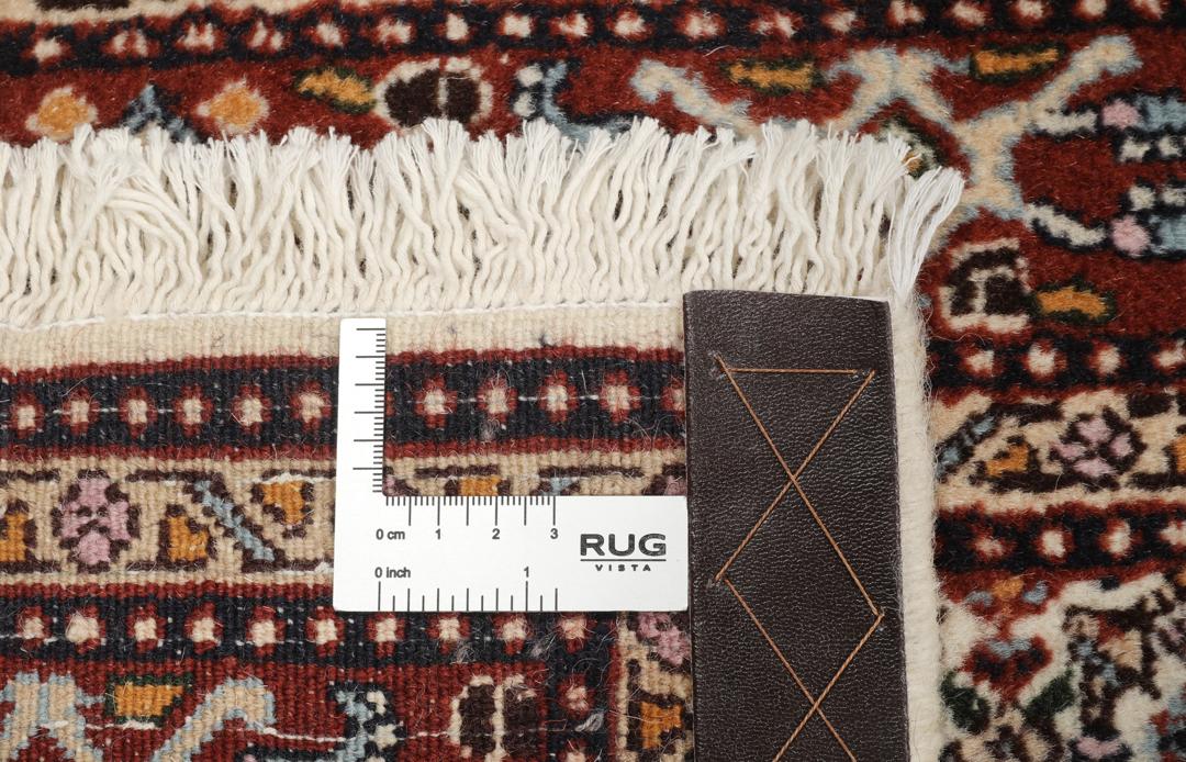 Handgeknoopte Moud loper uit het Midden-Oosten in rode en blauwe tinten