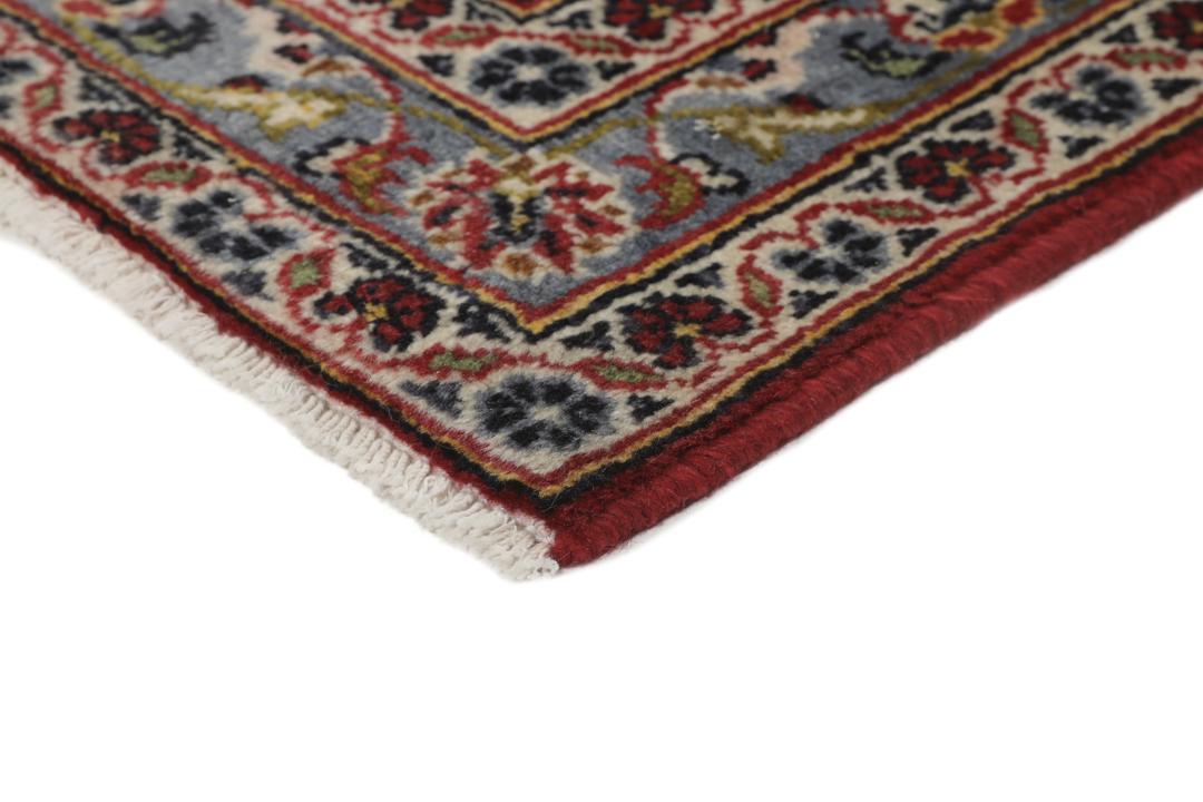 Hand-knotted Keshan rug from the Middle East in deep red and black