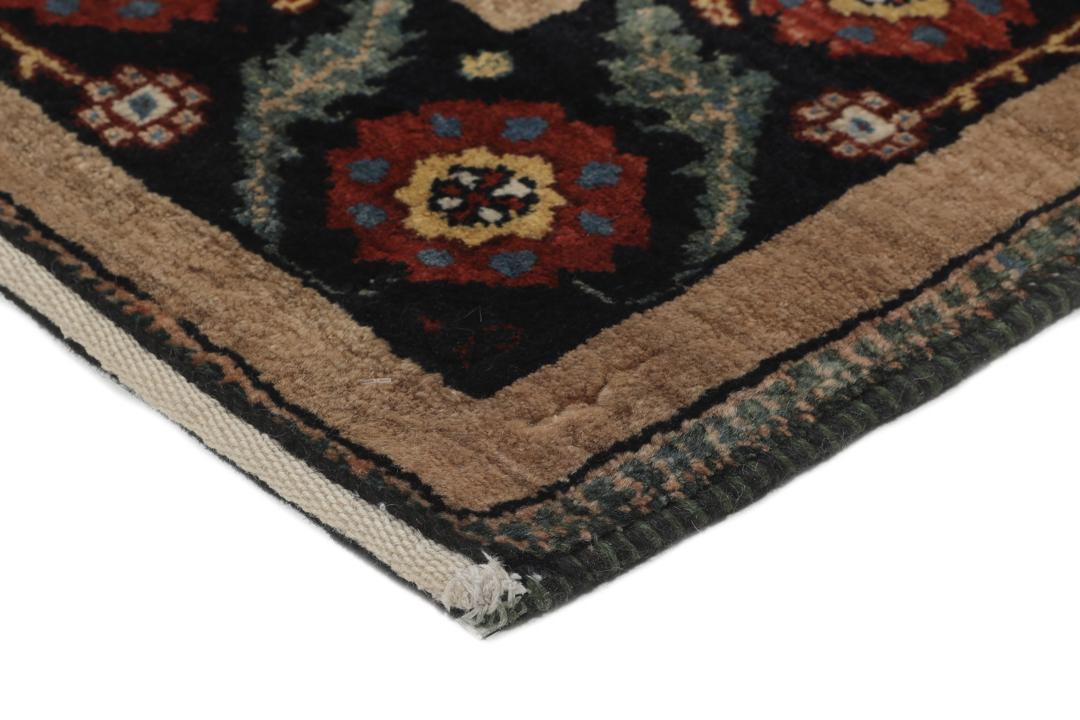Met de hand geknoopt Gabbeh Kashkooli tapijt met medaillonpatronen in beige en donkerblauw