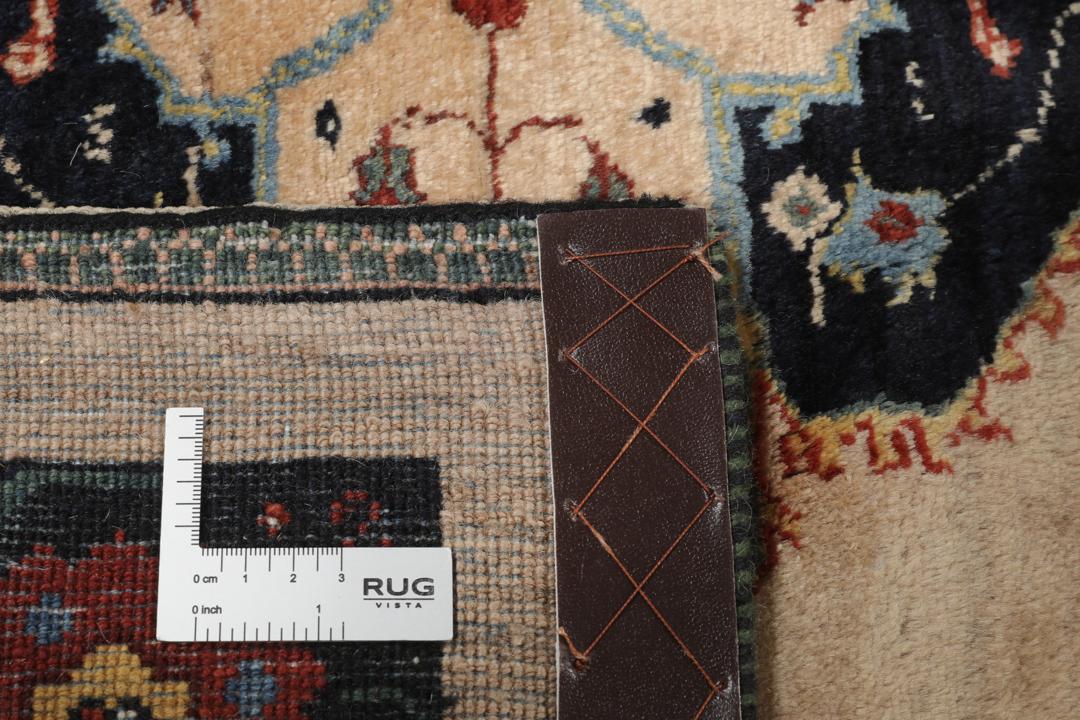 Met de hand geknoopt Gabbeh Kashkooli tapijt met medaillonpatronen in beige en donkerblauw
