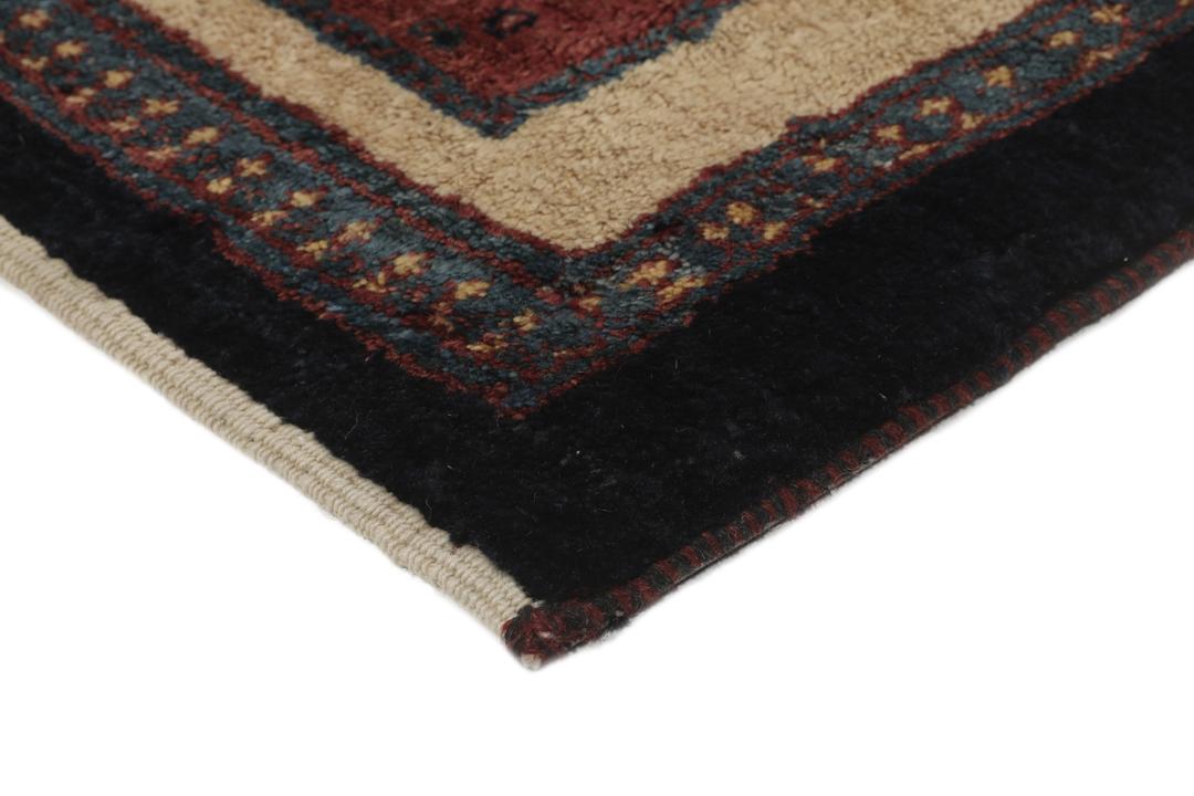 Handgeknoopt Gabbeh Kashkooli vloerkleed uit het Midden-Oosten in zwart en rood
