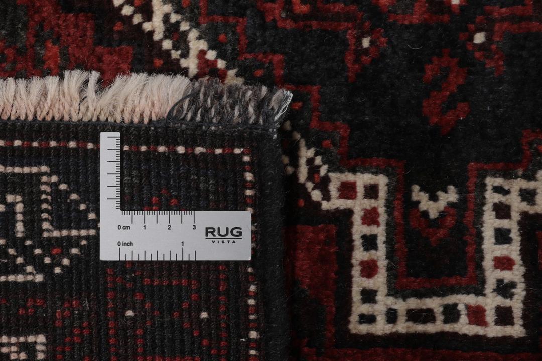 Handgeknoopt Shiraz tapijt uit het Midden-Oosten in donkerrode en donkerblauwe tinten
